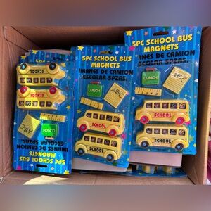 3- Yellow School Bus Magnets Set